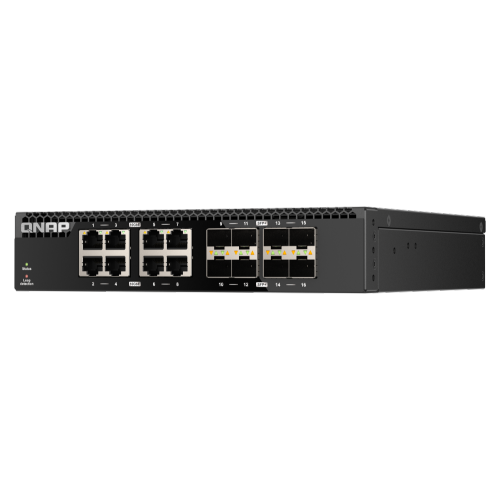 QNAP QSW-3216R-8S8T-US 16-Port Half-Width Rackmount 10GbE Unmanaged Switch for SMB/SOHO high-Speed Networking environment