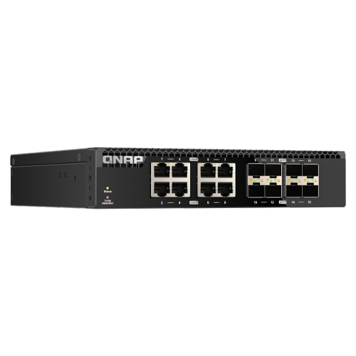 QNAP QSW-3216R-8S8T-US 16-Port Half-Width Rackmount 10GbE Unmanaged Switch for SMB/SOHO high-Speed Networking environment