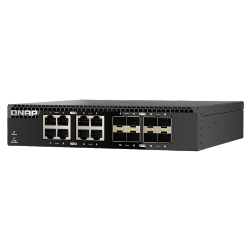 QNAP QSW-3216R-8S8T-US 16-Port Half-Width Rackmount 10GbE Unmanaged Switch for SMB/SOHO high-Speed Networking environment