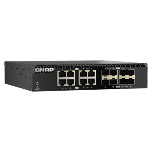 QNAP QSW-3216R-8S8T-US 16-Port Half-Width Rackmount 10GbE Unmanaged Switch for SMB/SOHO high-Speed Networking environment