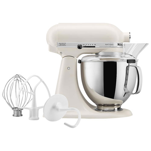 Batteur sur socle à tête inclinable Artisan de KitchenAid - 5 pte - 325 W - Blanc porcelaine