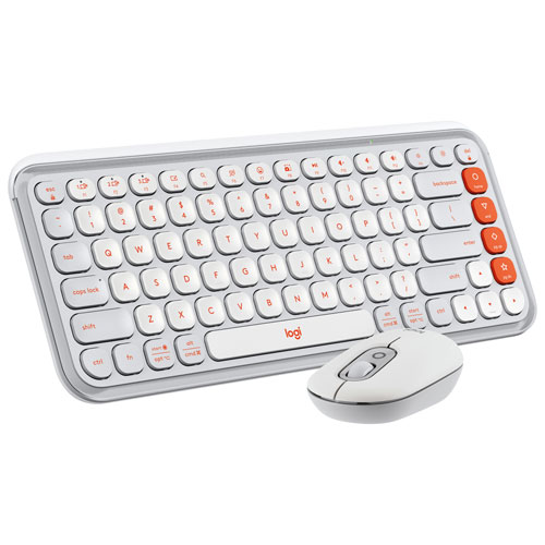 Logitech POP Bluetooth Optical Keyboard & Mouse Combo - Off-White/Orange - English