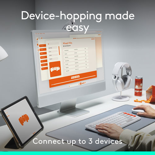 Clavier et souris optique Bluetooth POP de Logitech - Blanc cassé/Orange - Anglais