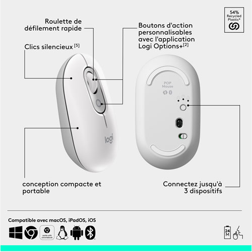 Logitech POP Bluetooth Optical Keyboard & Mouse Combo - Off-White/Orange - English