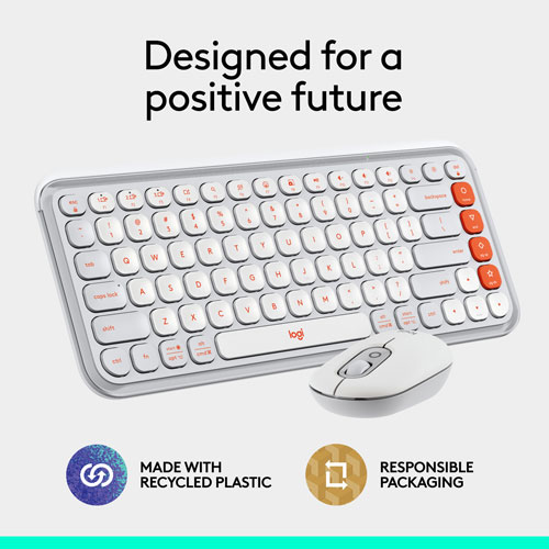 Clavier et souris optique Bluetooth POP de Logitech - Blanc cassé/Orange - Anglais