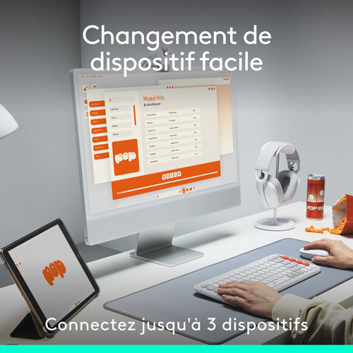 Clavier et souris optique Bluetooth POP de Logitech - Graphite/Blanc cassé - Anglais