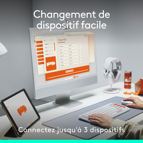 Clavier et souris optique Bluetooth POP de Logitech - Rose/Blanc cassé - Anglais