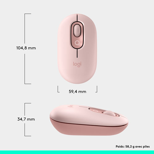 Souris optique Bluetooth POP Mouse de Logitech - Rose