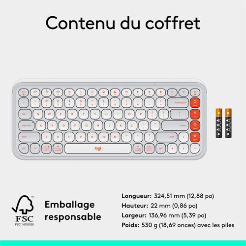 Logitech POP Icon Keys Bluetooth Keyboard - Orange/Off-White - English
