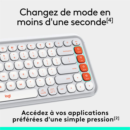 Logitech POP Icon Keys Bluetooth Keyboard - Orange/Off-White - English