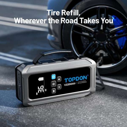 Topdon V2200Air, 2-in-1 2200 Peak Amp Jump Starter & Tire Inflator