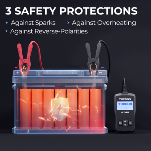 Testeur de batterie, de charge et de démarrage BT50 de Topdon.