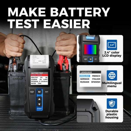 Topdon BT300P, 12V lead-acid vehicle battery tester with a Built-in Printer