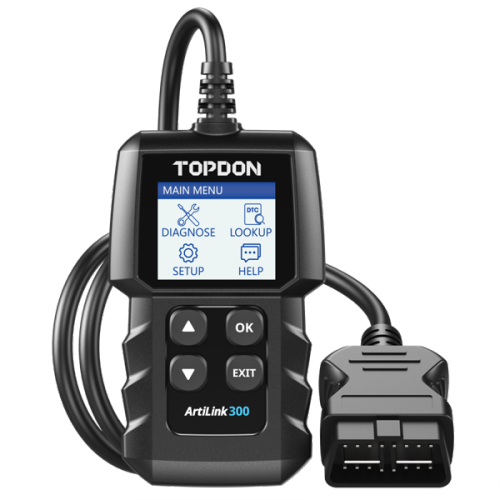 Topdon Artilink 300 OBD2 Décodeur de lumière "Check Engine", lecteur de code - Test de capteur O2 et données de trame figées