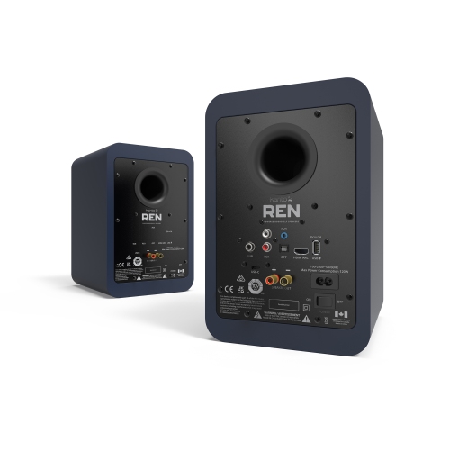 Kanto REN 200W Powered Bookshelf Speakers with HDMI ARC, USB-C, and Bluetooth 5.3 - Matte Blue, Pair