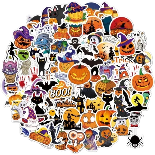100pcs Horror Halloween Stickers for Kids - Waterproof Vinyl Stickers for Water Bottles, Laptops, Party Favors & Classroom Decor
