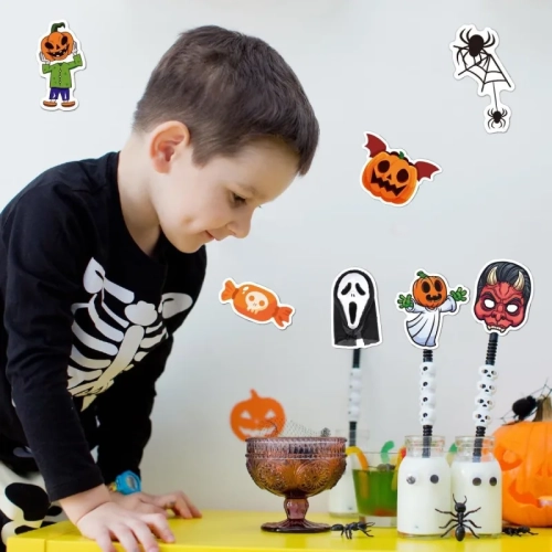 100pcs Horror Halloween Stickers for Kids - Waterproof Vinyl Stickers for Water Bottles, Laptops, Party Favors & Classroom Decor