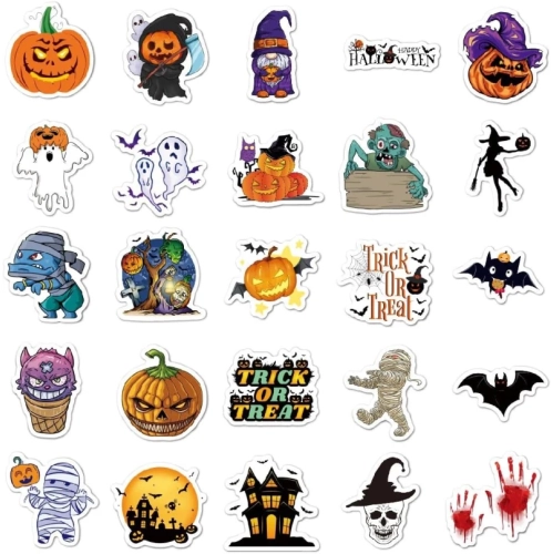 100pcs Horror Halloween Stickers for Kids - Waterproof Vinyl Stickers for Water Bottles, Laptops, Party Favors & Classroom Decor