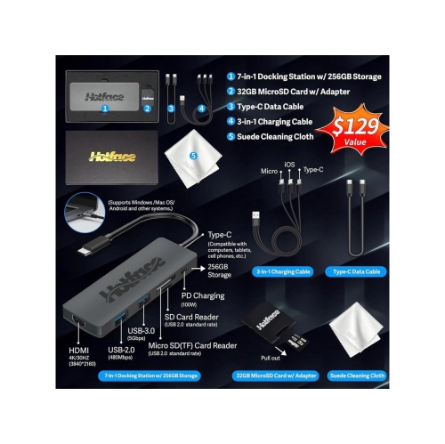 Dell Inspiron 15.6" FHD Touchscreen Laptop - Black-256GB Docking Station Set