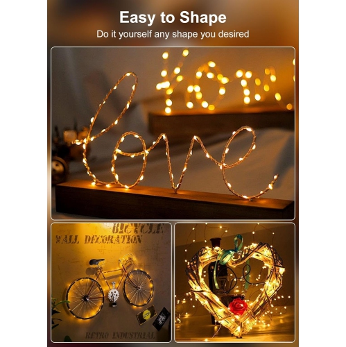 Jeu de lumières d'extérieur blanc chaud de 33 100 DEL, lumières de fée à piles avec télécommande, lumières étanches pour chambre d'étudiant