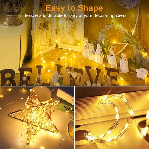 12 Pack Fairy Lights 7FT 20LED Battery Powered 3 Modes, Twinkle Lights Battery Waterproof, Small String Lights Silver Wire for Indoor Wedding