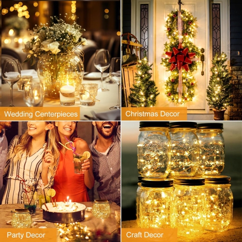 12 Pack Fairy Lights 7FT 20LED Battery Powered 3 Modes, Twinkle Lights Battery Waterproof, Small String Lights Silver Wire for Indoor Wedding