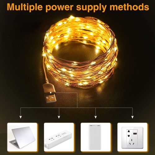 39FT 120LED Fairy Lights, USB Plug in Indoor String Lights, Photo Clip String Lights, Twinkle Lights for Girls Bedroom Photos Pictures Cards