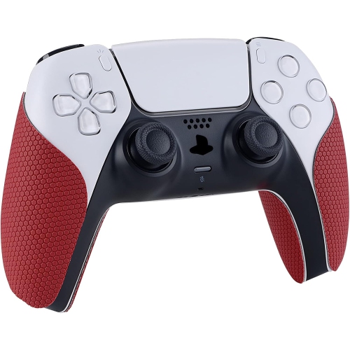 PlayVital Sweat-Absorbent Controller Grip for PS5 Controller, Anti-Skid Soft Rubber Pads Handle Grips for PS5 Controller,Red