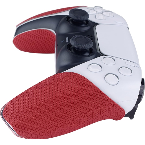 PlayVital Sweat-Absorbent Controller Grip for PS5 Controller, Anti-Skid Soft Rubber Pads Handle Grips for PS5 Controller,Red