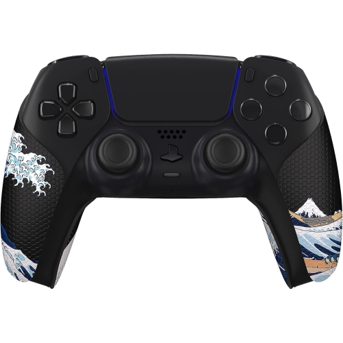 PlayVital Sweat-Absorbent Controller Grip for PS5 Controller, Anti-Skid Soft Rubber Pads Handle Grips for PS5 Controller,The Great Wave Off Kanagawa