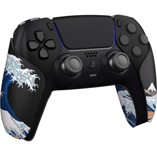 PlayVital Sweat-Absorbent Controller Grip for PS5 Controller, Anti-Skid Soft Rubber Pads Handle Grips for PS5 Controller,The Great Wave Off Kanagawa
