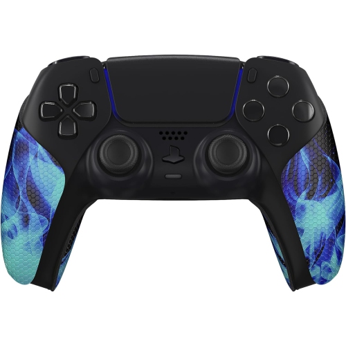PlayVital Sweat-Absorbent Controller Grip for PS5 Controller, Anti-Skid Soft Rubber Pads Handle Grips for PS5 Controller,Blue Flame