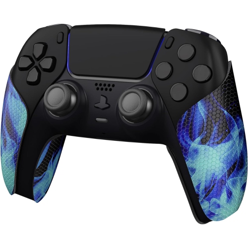 PlayVital Sweat-Absorbent Controller Grip for PS5 Controller, Anti-Skid Soft Rubber Pads Handle Grips for PS5 Controller,Blue Flame