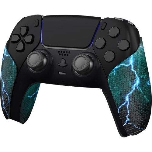 PlayVital Sweat-Absorbent Controller Grip for PS5 Controller, Anti-Skid Soft Rubber Pads Handle Grips for PS5 Controller,Green Storm Thunder