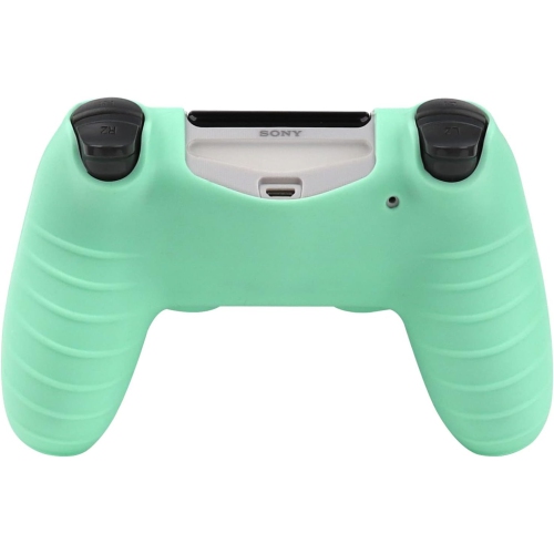 Habillages de manette pour PS4, habillage de manette en silicone compatible/manette PS4 Slim/PS4 Pro avec 2 capuchons antidérapants, vert