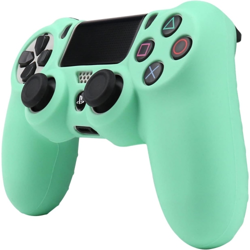 Habillages de manette pour PS4, habillage de manette en silicone compatible/manette PS4 Slim/PS4 Pro avec 2 capuchons antidérapants, vert