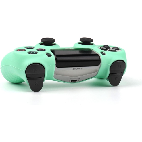 Habillages de manette pour PS4, habillage de manette en silicone compatible/manette PS4 Slim/PS4 Pro avec 2 capuchons antidérapants, vert