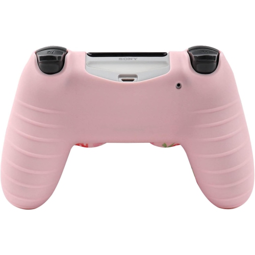 Controller Skins for PS4, Silicone Controller Cover Skin Protector Compatible /PS4 Slim/PS4 Pro Controller with 2 Cute Thumb Grips Caps,Pink
