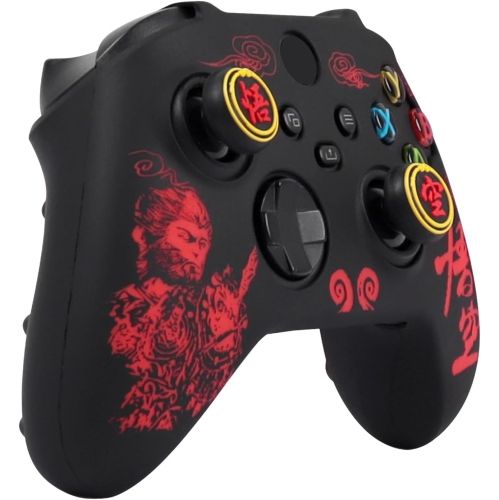 Habillages de manette pour PS4, habillage de manette en silicone compatible/manette PS4 Slim/PS4 Pro avec 2 capuchons antidérapants, noir mythe