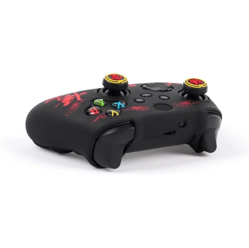 Habillages de manette pour PS4, habillage de manette en silicone compatible/manette PS4 Slim/PS4 Pro avec 2 capuchons antidérapants, noir mythe