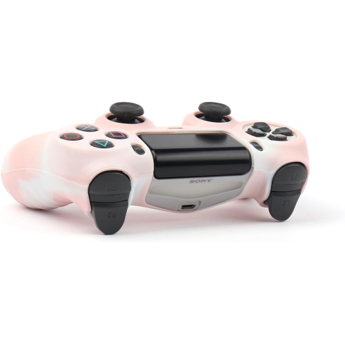 Controller Skins for PS4, Silicone Controller Cover Skin Protector Compatible /PS4 Slim/PS4 Pro Controller with 2 Cute Thumb Grips Caps,Whitepink