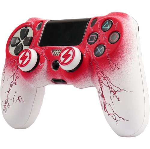 NONE  Controller Skins for Ps4, Silicone Controller Cover Skin Protector Compatible /ps4 Slim/ps4 Pro Controller \w 2 Cute Thumb Grips Caps, White