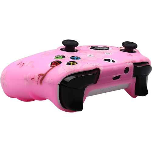 Controller Skins for PS4, Silicone Controller Cover Skin Protector Compatible /PS4 Slim/PS4 Pro Controller with 2 Cute Thumb Grips Caps,Sakura Pink