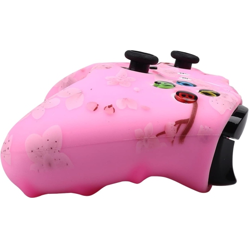 Controller Skins for PS4, Silicone Controller Cover Skin Protector Compatible /PS4 Slim/PS4 Pro Controller with 2 Cute Thumb Grips Caps,Sakura Pink