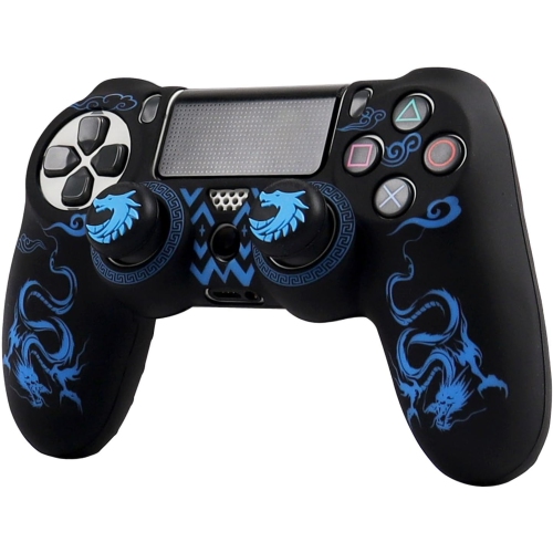 Habillages de manette pour PS4, habillage de manette en silicone compatible/manette PS4 Slim/PS4 Pro avec 2 capuchons antidérapants mignons, Dargon n