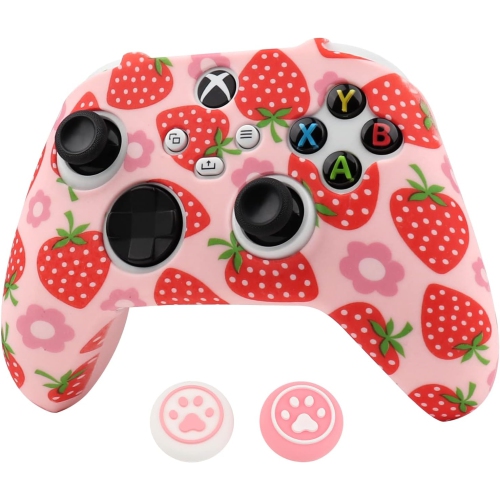 Controller Skins for PS4, Silicone Controller Cover Skin Protector Compatible /PS4 Slim/PS4 Pro Controller with 2 Cute Thumb Grips Caps,Apink
