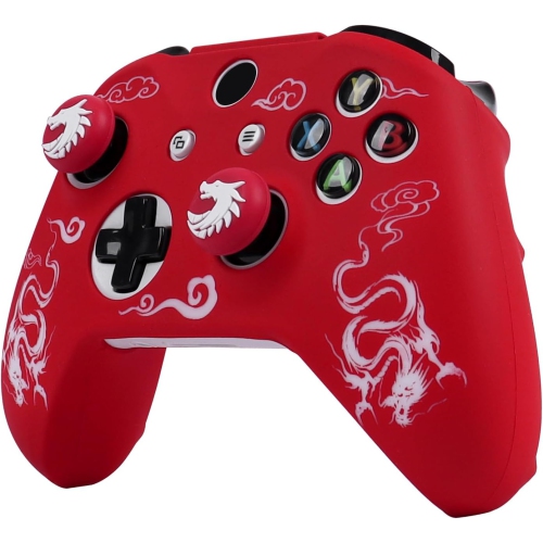 NONE  Controller Skins for Ps4, Silicone Controller Cover Skin Protector Compatible /ps4 Slim/ps4 Pro Controller w 2 Cute Thumb Grips Caps, Red Dragon