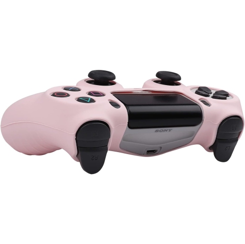 Controller Skins for PS4, Silicone Controller Cover Skin Protector Compatible /PS4 Slim/PS4 Pro Controller with 2 Cute Thumb Grips Caps,Purepink