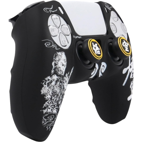 Controller Skins for PS4, Silicone Controller Cover Skin Protector Compatible /PS4 Slim/PS4 Pro Controller with 2 Cute Thumb Grips Caps,Black Myth