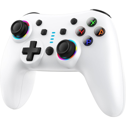 Manette sans fil Pro Switch Lite, manette de Switch Manette Manette de jeu Joystick, Turbo et double vibration, 7 DEL blanches